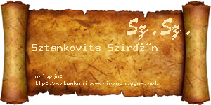 Sztankovits Szirén névjegykártya